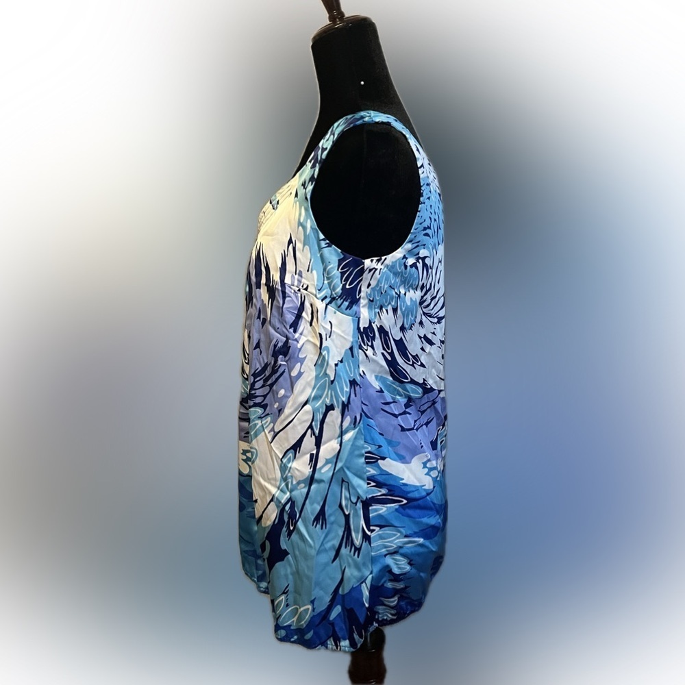 Nicole Miller Blue Abstract Patterned Tank Top Medium - Picture 4 of 13